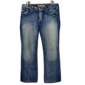 Big Star Womens Maddie Boot Mid-rise Jeans Y2K Button flap Pockets Faded 33x30